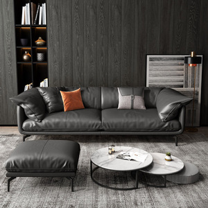 أريكة حديثة فاخرة منحنية على شكل حرف L، أثاث غرفة الجلوس، سرير أريكة من الجلد على شكل حرف L بـ 7 مقاعد، طقم أرائك سحابية - Product Image 2