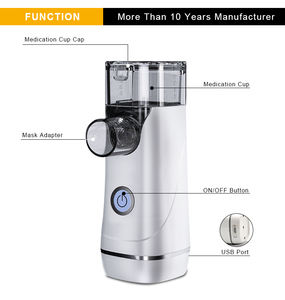 Mesin terapi mini portabel, alat penyemprot baterai dapat diisi ulang medis aman inhaler jala ultrasonik - Product Image 3