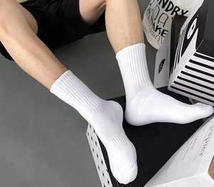 Chaussettes de sport unisexes en coton, couleur unie, été, mi-mollet, hauteur genou, longueur cheville, SB1174 - Product Image 4