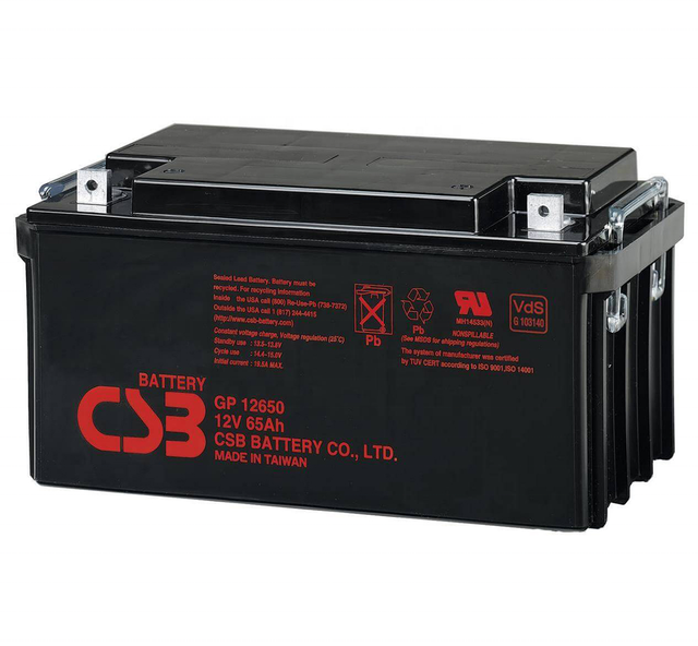 CSB GPL 12650 12V 65Ah AGM Battery Sealed Lead Acid VRLA for UPS Solar System Deep Cycle Long Life Original Replacement