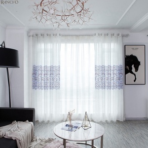 Rideau transparent brodé de luxe blanc, nouvelle collection, vente en gros, à la mode, pour le salon - Product Image 2