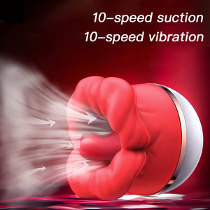 Vente en gros grande bouche rose Vibromasseur étanche 10 vitesses par aspiration ABS/Silicone USB rechargeable pour lécher les lèvres - Product Image 2