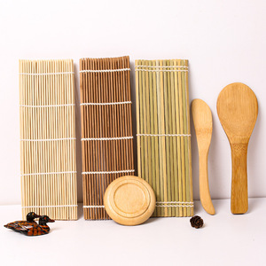 Tapis à sushi carré en bambou Makisu, spatule à riz, kit de fabrication de sushi naturel, sushi fait <span class=keywords><strong>maison</strong></span>, sûr pour les aliments, réutilisable, vente en gros - Product Image 3