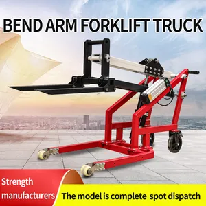 Portable Electric Forklift Hydraulic Lifting Stacking High Warehouse Oil Drum Handling Curved Arm Small Forklift