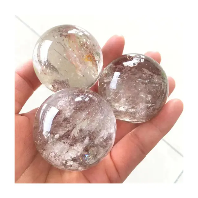 Wholesale natural crystal balls rainbow clear quartz sphere for gift