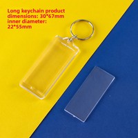 Porte-clés en acrylique transparent personnalisé pas cher avec logo imprimé numériquement, cadre photo en plastique vierge, insert transparent pour photo