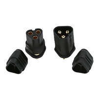 Conector Macho de Tres Núcleos MT30 Negro de Amass, Chapado en Oro, Modelo de Baja Pérdida, Accesorios para Modelos RC