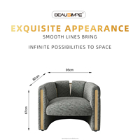 Fauteuil individuel de salon de style nordique, de haute qualité, luxueux, gris, en tissus importés, design confortable et doux, avec accoudoirs