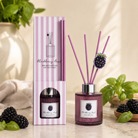 Arovi - Geurstokjescollectie met bramen en basilicum, 50ml 150ml 200ml, fruitgeur aroma diffuser met zakje en op maat gemaakte doos