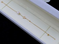 Bracelets et Joncs Élégants en Or Véritable 18 carats avec Diamants et Perles de Culture d'Eau Salée Naturelles Akoya du Japon de 6,5-7 mm, Ornés de Camélia et de Nacre
