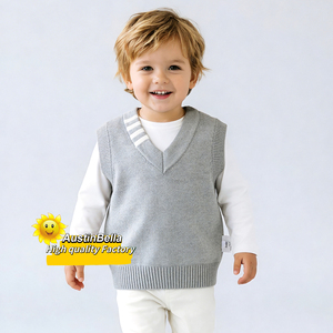 Gilet <span class=keywords><strong>pull</strong></span> <span class=keywords><strong>sans</strong></span> manches en tricot pour garçons, personnalisé, de haute qualité, col en V, 20149 - Product Image 1