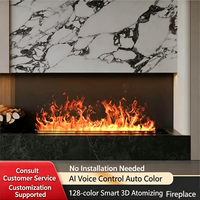Cheminée à vapeur d'eau 3D encastrée, cheminée électrique intelligente à 128 couleurs de flamme, personnalisable pour la décoration intérieure de villas, hôtels et maisons