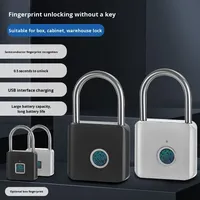 Cadenas à empreinte digitale étanche sans clé avec chargement USB-C en alliage de zinc IP54, résistant à la poussière, pour sac à dos et porte d'entrepôt