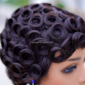 Promotion Perruque <span class=keywords><strong>Cheveux</strong></span> Humains Brésiliens de Haute Qualité 13x4, Carré <span class=keywords><strong>Court</strong></span> Noir Naturel Frisé pour Coupe Pixie - Product Image 2