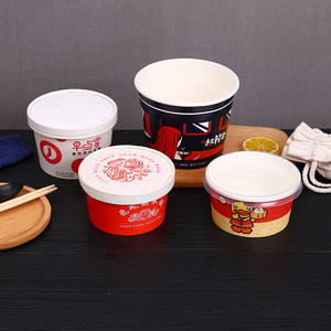 Giấy Kraft dùng một lần heatable bỏng ngô Icecream Ramen món tráng miệng phân hủy sinh học giấy bát với nắp - Product Image 5