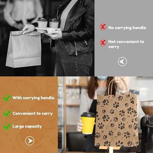 Bolsas de Regalo de Papel Kraft con Estampado de Huellas de Perro y Asas de Papel, Ideales para Golosinas para Mascotas, Recuerdos de Fiesta y Empaque de Regalos de Cumpleaños - Product Image 5