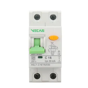 VECAS HSL7系列RCCB剩余电流断路器1P C16 C20 C25 C32 AMP 30ma操作电流10KA 230/415V IEC60898