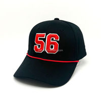 Gorra de Béisbol Estructurada de 5 Paneles con Bordado 3D del Número Personalizado, Decoración con Cuerda en la Parte Delantera, 100% Algodón, Gorra Deportiva para Equipos en Varios Colores