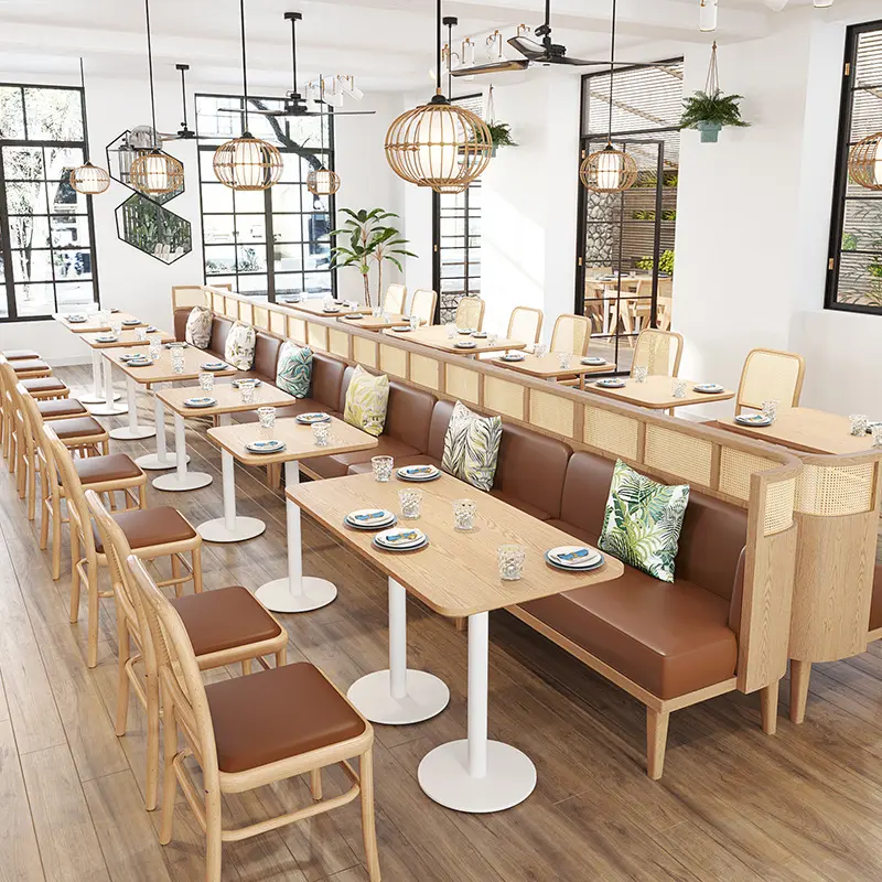 Tables et chaises de café en rotin et bois pour Restaurant, Design d'intérieur moderne multifonctionnel pour restauration rapide