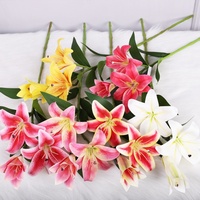 QiHao 3D-Film Real Touch Seiden blume Weiß Rosa Gelb Künstliche Lilien blume für Home Wedding Decoration