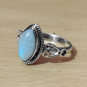 Bague pour femme en larimar, design rétro simple, bijou de mode pour tous les jours et les fêtes, cadeau - Product Image 2