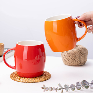Creative <b>Ceramic</b> Mug Solid Color Red Orange Couple Coffee Mug With Logo Printing For Presents - Product Image 2