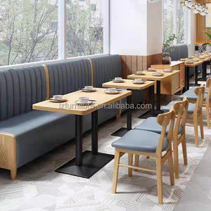 Curved Round Booth Benches Sofa Coffee Shop Wood Cafe Commercial <b>Restaurant</b> Furniture Table and Chair Booth Seating <b>Set</b> - Product Image 6