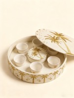 Boîte à chocolat en tissu brodé avec des dattes du Ramadan, ensemble personnalisé, boîte à tasses à café et à thé, palmiers, boîte ronde de luxe, boîte à dessert sucré