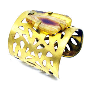 Handmade Design Sterling Natural and Bracelet Jewelry Cuff Bracelet <b>Gold</b> Plated Cuff Bracelet - Product Image 3