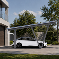 Structure de carport solaire en acier anodisé de qualité commerciale, double emplacement, solution de stationnement photovoltaïque, résistance au vent 40 m/s, résistance à la neige 70 kg/m²