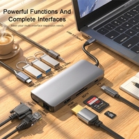 Station d'accueil USB-C 11-en-1 en alliage d'aluminium, sortie HDTV 4K, USB 3.2, charge PD 100W, VGA, transfert de données 10 Gbps pour ordinateur portable et PC – En stock