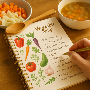 LABON Journal de recettes en spirale A5 Couverture rigide <span class=keywords><strong>Illustration</strong></span> de légumes Cahier de cuisine Livre de recettes personnalisé pour écrire des plans de repas Recettes - Product Image 4