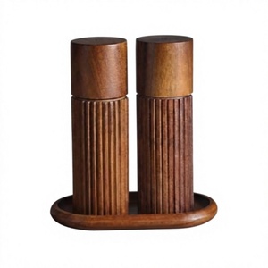 Juego de Molinillos de Sal y Pimienta Ecológicos de Madera de Acacia con Mecanismo Giratorio, Recargables Manualmente, Base de Madera, Capacidad de 120 ml - Product Image 4