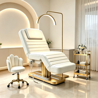 Table de massage électrique de luxe à 3 moteurs, base dorée, en cuir PU, réglable, pour salon de beauté et esthéticiennes (vente en gros)