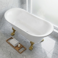 Baignoire autoportante en acrylique de style impératrice rétro européen de 1,7 m x 1,6 m avec pieds en ABS dorés