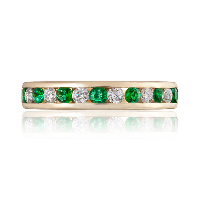 SGARIT Wholesale Jewelry 14K Yellow Gold 0.28CT Round Lab Created Emerald Green Diamond Gemstone Ring for Men Women
