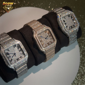 Montre personnalisée de <span class=keywords><strong>luxe</strong></span> pour <span class=keywords><strong>homme</strong></span>, mécanique, boîtier carré, sertie de moissanite VVS effet cristal de glace, style <span class=keywords><strong>Cartier</strong></span>, 39 mm, Hip Hop - Product Image 4