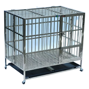 HF veteriner kliniği kafes köpekler için evcil hayvan kulubesi tekerlekler ile köpek kafesi çelik katlanabilir köpek kafesleri kasaları - Product Image 1