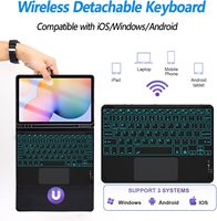 Casing penutup Keyboard pintar lampu latar 7 warna-warni dengan Touchpad untuk Samsung Galaxy tab S6 Lite 10.4 inci 2024 2022 2020