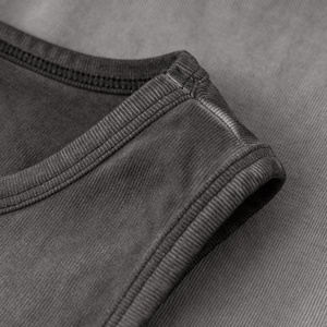 Fabricantes sin mangas de lavado ácido Vintage de verano informal con logotipo personalizado de peso pesado de alta calidad Moda callejera Mangas cortas para hombre - Product Image 6
