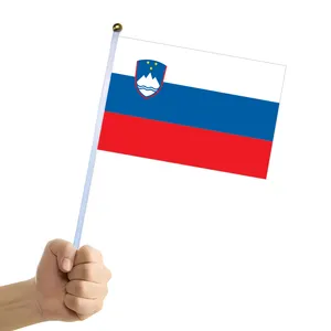 Promotional Product 48h fast delivery Digital Print 30x45cm 100%Polyester double-side custom Slovenia hand flag
