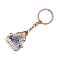 Pendentif et porte-clés en pierre naturelle concassée HZ, améthyste, pour sac de yoga, artisanat en cristal, porte-clés fait main, enroulé de fil