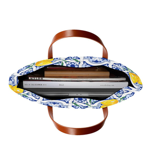 2026 New Design <strong>Italy</strong> Canvas Cotton Beach Tote Bag With <strong>Leather</strong> Handles High Quality Custom logo Printed Shoulder Shopping Bag - Product Image 6