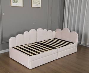 Ghế <span class=keywords><strong>sofa</strong></span> giường đa năng hiện đại Willsoon, thiết kế xếp lớp nhung màu hồng nhạt, kiểu dáng vỏ sò, có ngăn kéo lưu trữ, dạng mô đun, bọc vải - Product Image 1