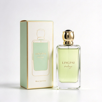 Flacon de parfum en verre transparent carré de luxe de 100 ml avec bouchon à bille doré, flacon de parfum rechargeable, logo personnalisé OEM ODM