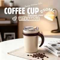 Mug à café isotherme 250 ml avec poignée, en acier inoxydable, tasse sous vide, maintien au froid 12h et au chaud 6h, anti-fuite, personnalisable, vente en gros (ODM/OEM)