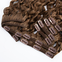 Extensions de cheveux humains à clips brun foncé, invisibles, double épaisseur, vierges Remy, bouclées naturelles, ondulées