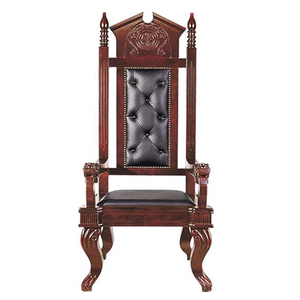 Silla de Juez de Madera Maciza y Cuero PU de Diseño Clásico, Finamente Tallada, con Respaldo Alto, para Sala de Tribunales - Product Image 4