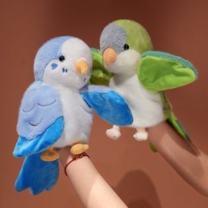 Oiseau <span class=keywords><strong>perroquet</strong></span> marionnette à main jouet animaux en peluche jouets en peluche poupée de chiffon ventriloquie avec grande bouche cadeau d'anniversaire de petite fille enfants - Product Image 2