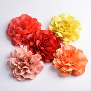 Fashionable Warm Color Fabric Rose Handmade Brooch